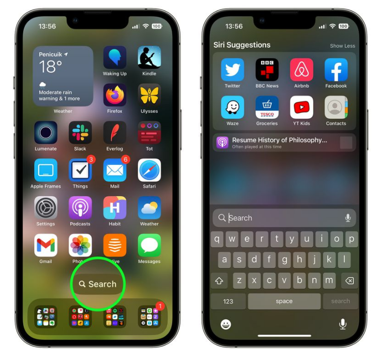 文峰苹果手机维修分享升级到 iOS 16 后，如何删除主屏幕上的搜索按钮 