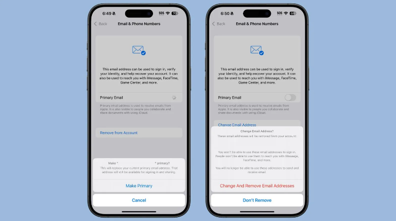 文峰苹果手机维修分享苹果 iOS 18.1 支持设置“主要”邮箱地址并更改 iCloud 邮箱 